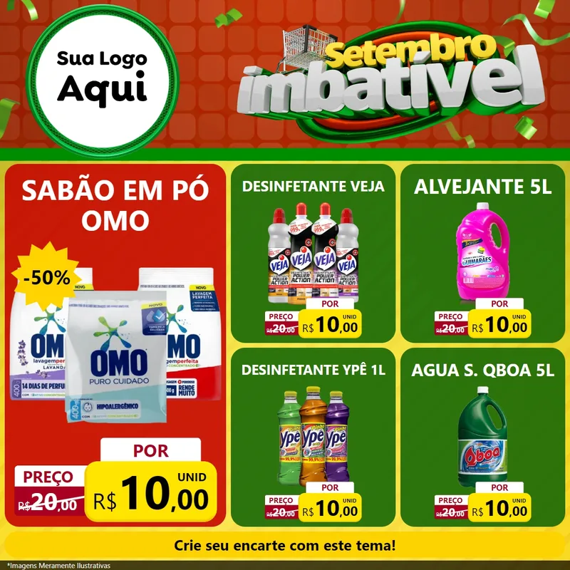 Modelo de Rede Social para Feed Facebook com o tema Setembro Imbatível para Produtos de Limpeza