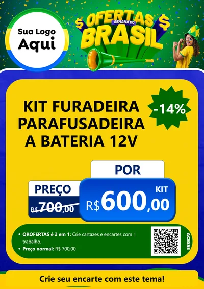 Modelo de Cartaz para Cartaz A4 Vertical com o tema Ofertas Semana do Brasil para Maquinas e Ferramentas