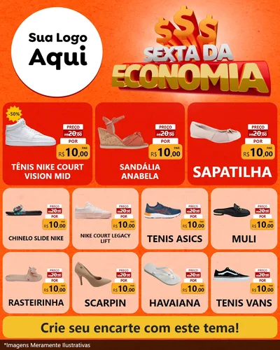 Modelo de Rede Social para Feed Instagram com o tema Sexta da Economia para Calçados