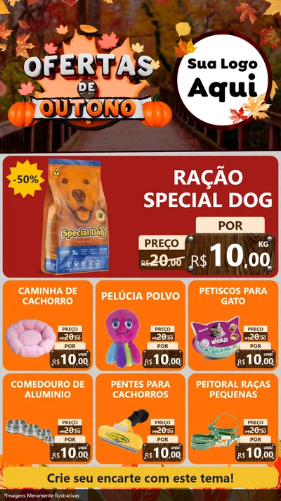 Modelo de Rede Social para Stories com o tema Ofertas de Outono para Pet Shop