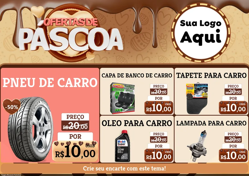 Modelo de Encarte para Encarte A4 Horizontal com o tema Ofertas de Páscoa para Auto peças