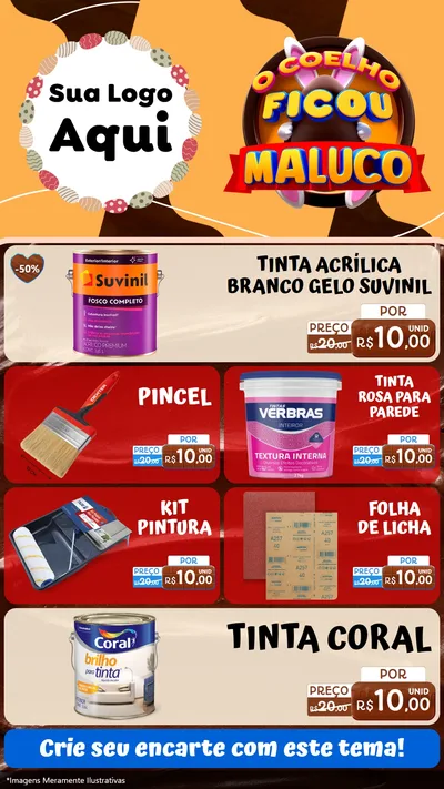 Modelo de TV para TV Vertical com o tema O Coelho Ficou Maluco - Páscoa para Tintas e Ferramentas