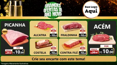 Modelo de TV para TV Horizontal com o tema Grandes Ofertas de Ano Novo para Açougue