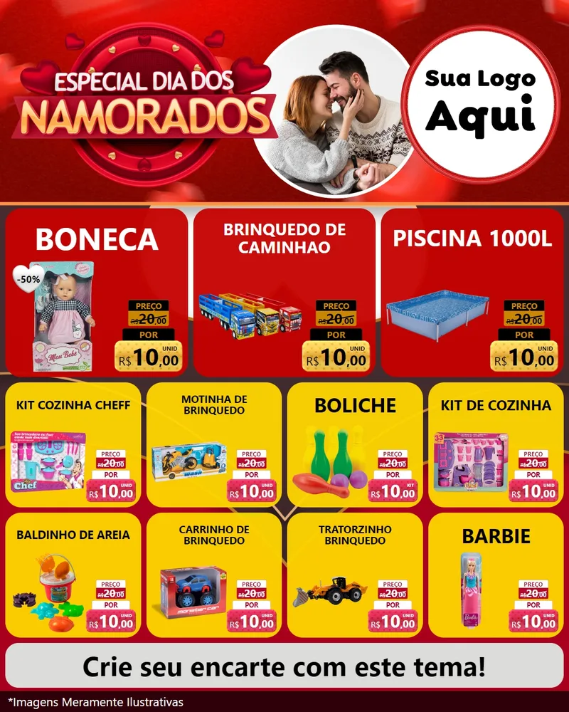 Modelo de Rede Social para Feed Instagram com o tema Especial Dia Dos Namorados para Brinquedos
