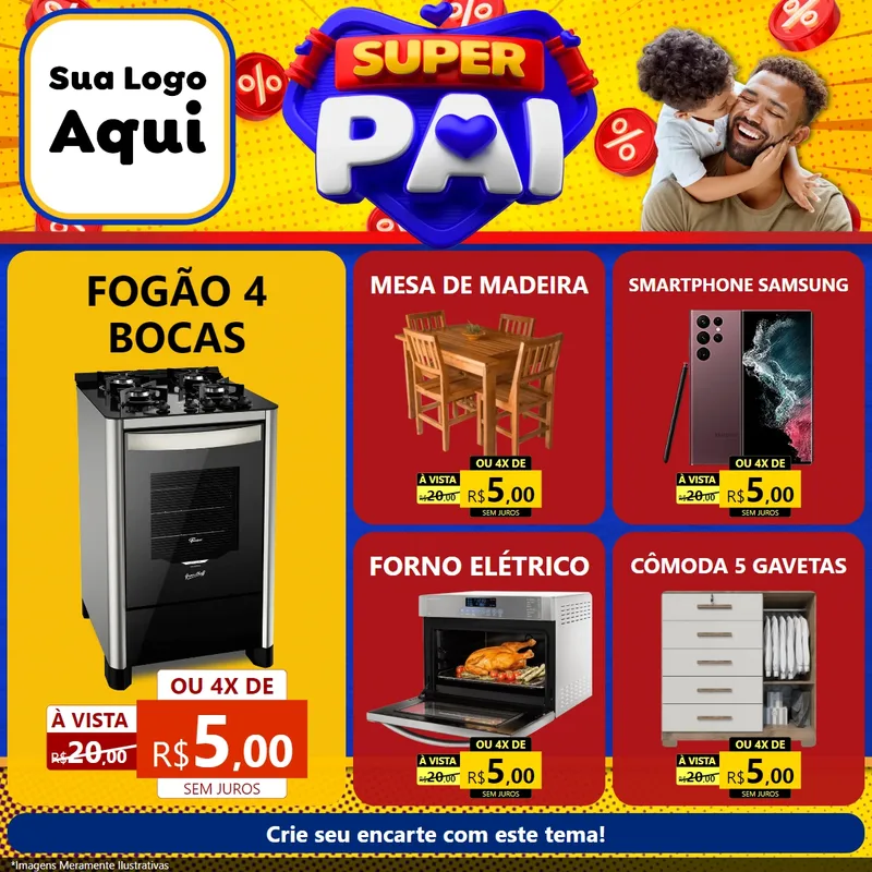 Modelo de Rede Social para Feed Facebook com o tema Super Pai para Móveis e Eletro