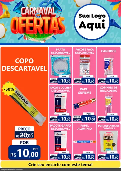 Modelo de Encarte para Encarte A4 Vertical com o tema Carnaval de Ofertas para Embalagens