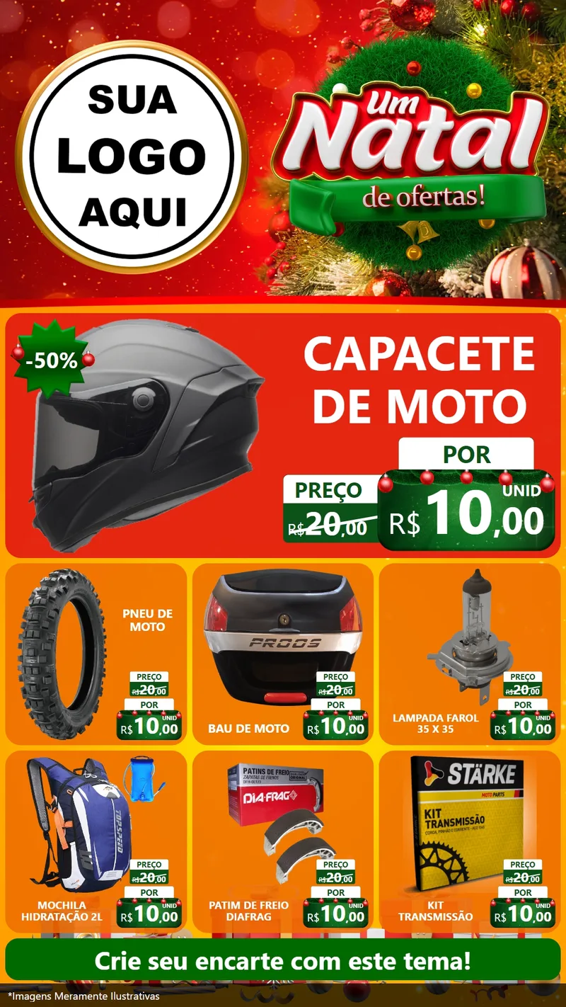 Modelo de Rede Social para Stories com o tema Um Natal de Ofertas para Moto peças