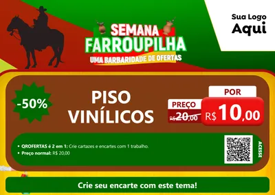 Modelo de Cartaz para Cartaz A4 Horizontal com o tema Semana Farroupilha - Uma Barbaridade de Ofertas para Material para Construção