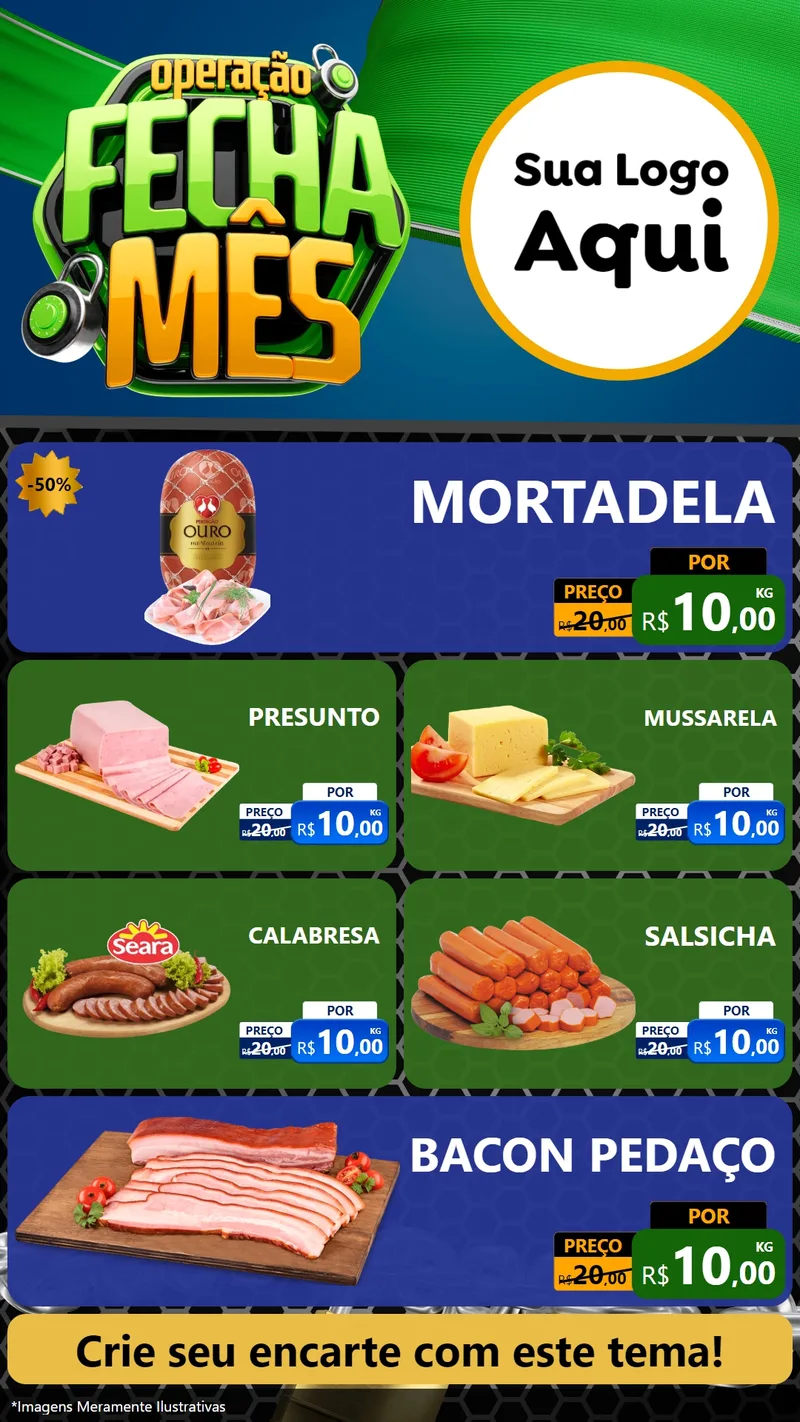 Modelo de TV para TV Vertical com o tema Operação Fecha Mês para Frios e Laticínios
