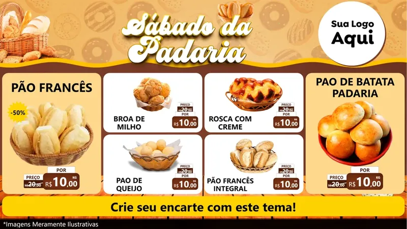 Modelo de TV para TV Horizontal com o tema Sábado da Padaria para Padaria