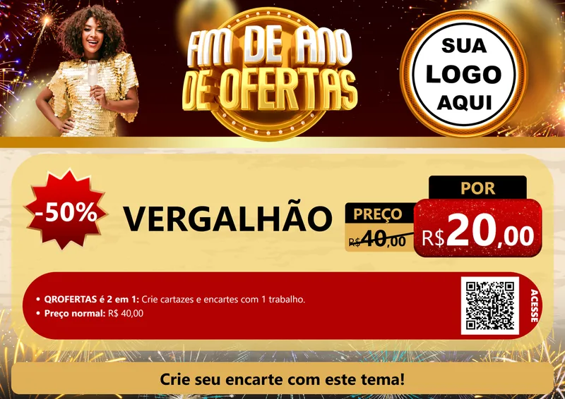 Modelo de Cartaz para Cartaz A4 Horizontal com o tema Fim de Ano de Ofertas para Ferragens