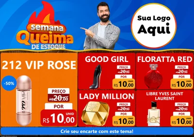 Modelo de Encarte para Encarte A4 Horizontal com o tema Semana Queima de Estoque para Perfumes