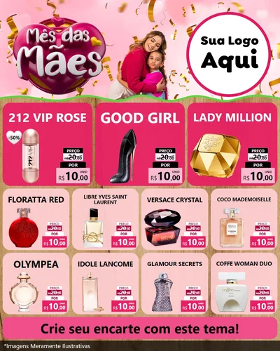 Modelo de Rede Social para Feed Instagram com o tema Mês das Mães para Perfumes