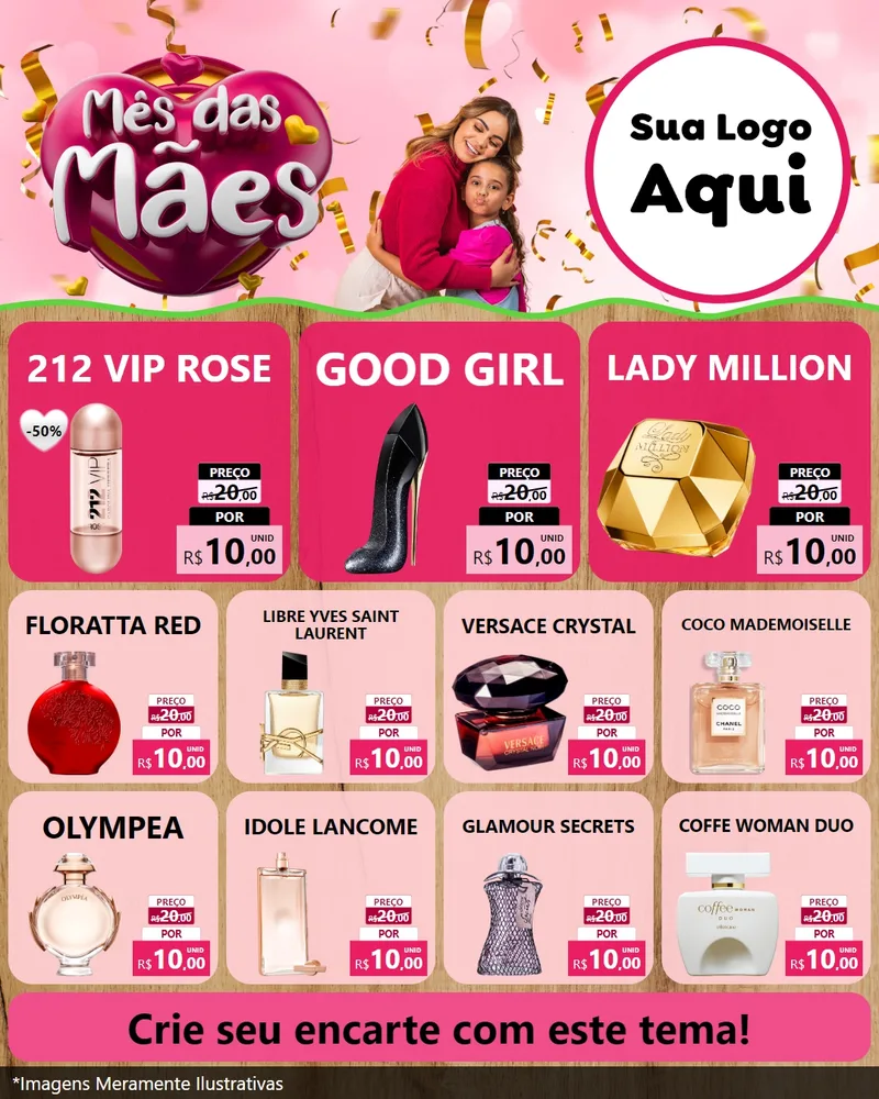 Modelo de Rede Social para Feed Instagram com o tema Mês das Mães para Perfumes