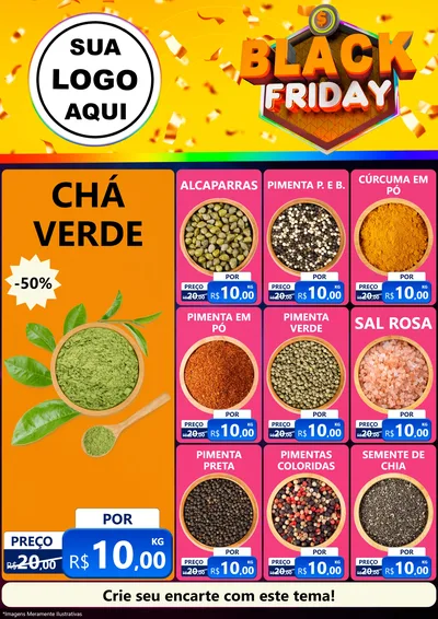 Modelo de Encarte para Encarte A4 Vertical com o tema Black Friday para Produtos Naturais