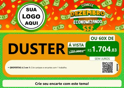 Modelo de Cartaz para Cartaz A4 Horizontal com o tema Comece Dezembro Economizando para Concessionaria de Carros