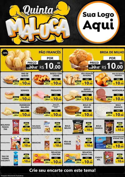 Modelo de Encarte para Encarte A4 Vertical com o tema Quinta Maluca para Padaria