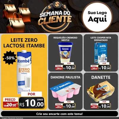 Modelo de Rede Social para Feed Facebook com o tema Semana do Cliente para Frios e Laticínios