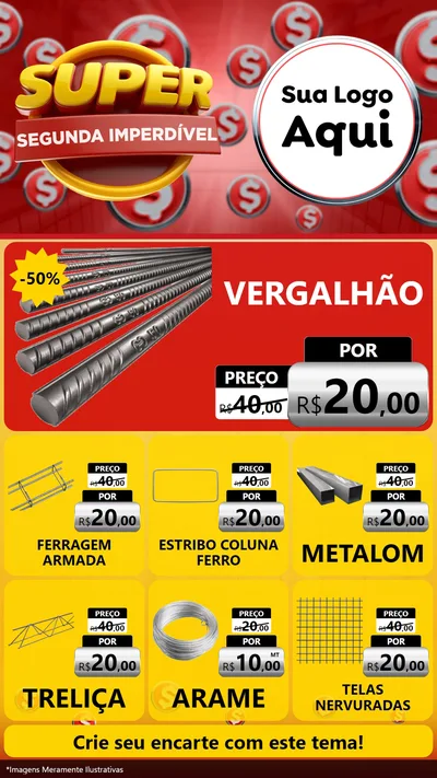 Modelo de Rede Social para Stories com o tema Super Segunda Imperdível para Ferragens