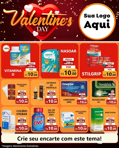 Modelo de Rede Social para Feed Instagram com o tema Valentine's Day para Farmácia