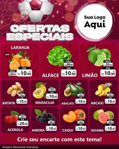 Modelo de Rede Social para Feed Instagram com o tema Ofertas Especiais - Futebol para Hortifrúti