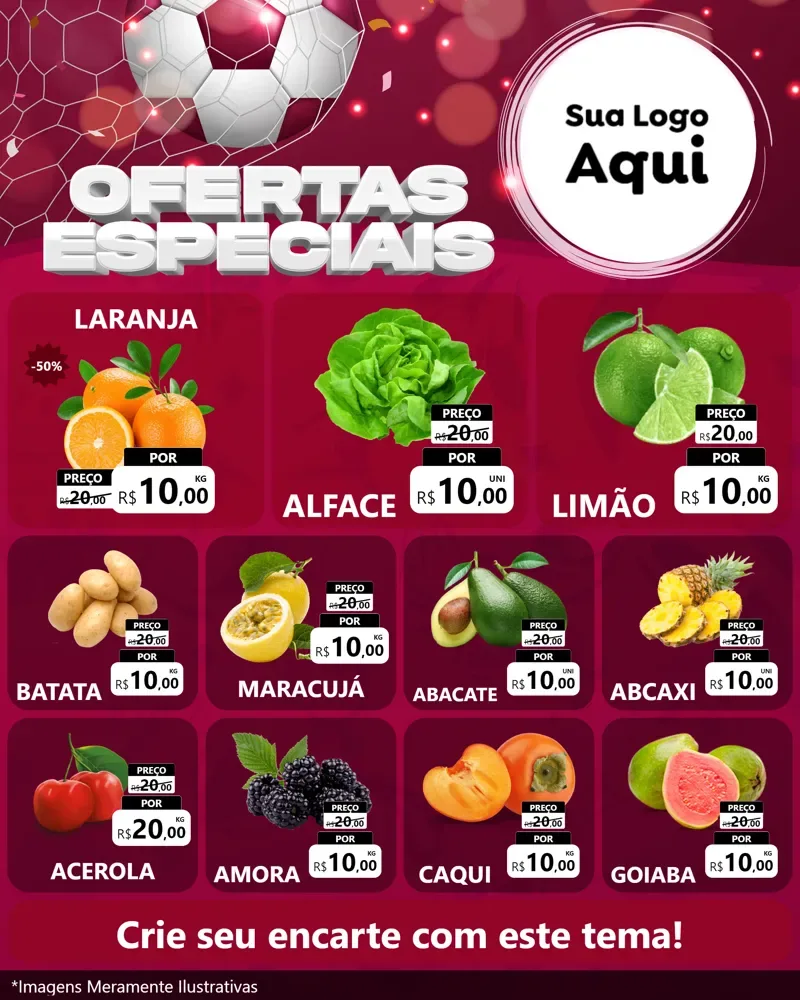 Modelo de Rede Social para Feed Instagram com o tema Ofertas Especiais - Futebol para Hortifrúti