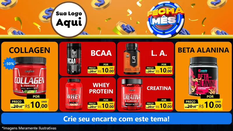 Modelo de TV para TV Horizontal com o tema Fecha Mês para Suplementos alimentares