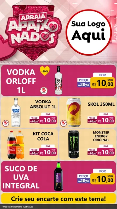 Modelo de TV para TV Vertical com o tema Arraiá dos Apaixonados - Junina para Distribuidora de bebidas