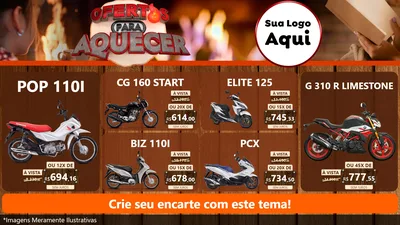 Modelo de TV para TV Horizontal com o tema Ofertas Para Aquecer para Concessionaria de Motos