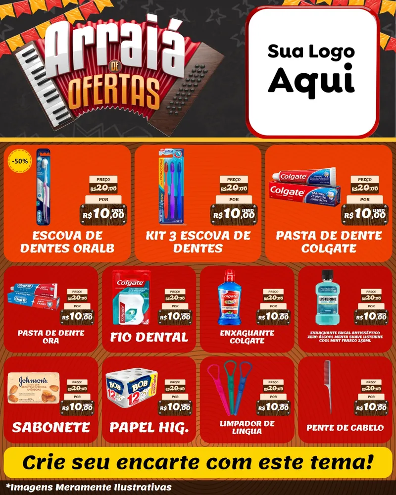 Modelo de Rede Social para Feed Instagram com o tema Arraiá de Ofertas - Junina para Higiene Pessoal