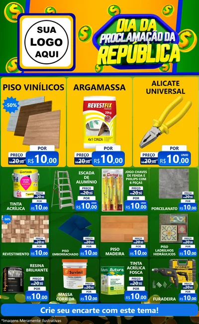 Modelo de Encarte para Encarte Grande com o tema Dia Da Proclamação da República para Material para Construção