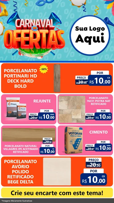 Modelo de TV para TV Vertical com o tema Carnaval de Ofertas para Pisos e revestimentos