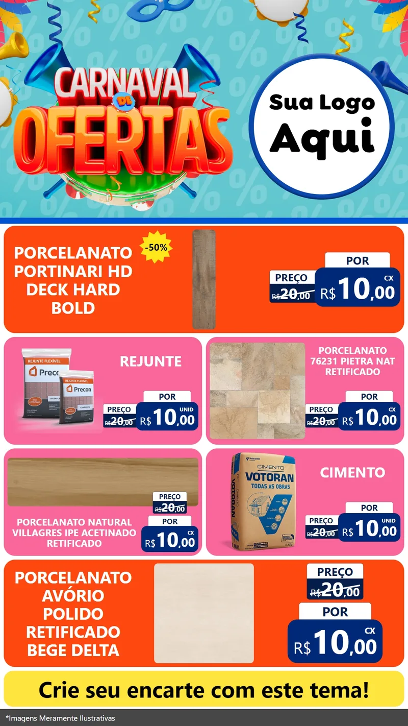 Modelo de TV para TV Vertical com o tema Carnaval de Ofertas para Pisos e revestimentos