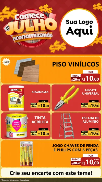 Modelo de TV para TV Vertical com o tema Comece Julho Economizando para Material para Construção