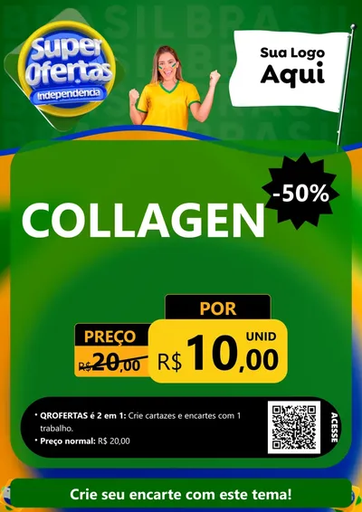 Modelo de Cartaz para Cartaz A4 Vertical com o tema Super Ofertas de Independência para Suplementos alimentares