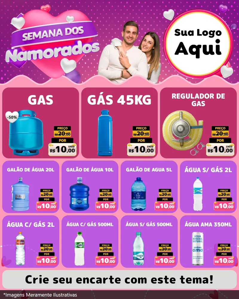 Modelo de Rede Social para Feed Instagram com o tema Semana dos Namorados para Água e gás