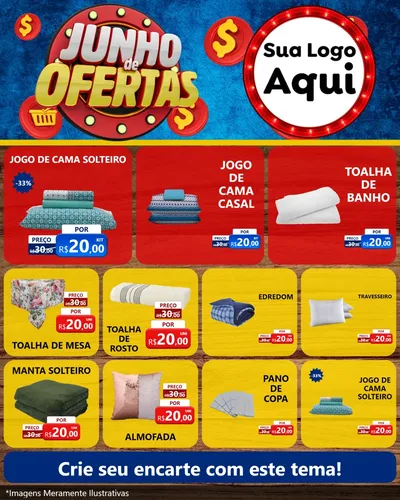 Modelo de Rede Social para Feed Instagram com o tema Junho de Ofertas para Cama, Mesa e Banho