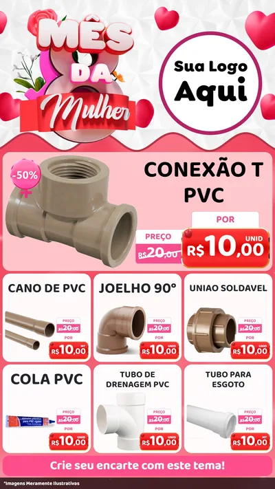 Modelo de Rede Social para Stories com o tema Mês da Mulher para Tubos e conexões