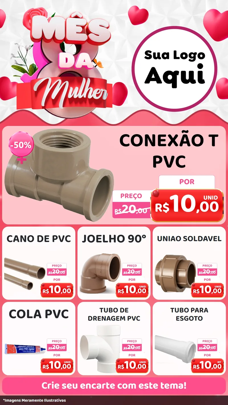 Modelo de Rede Social para Stories com o tema Mês da Mulher para Tubos e conexões