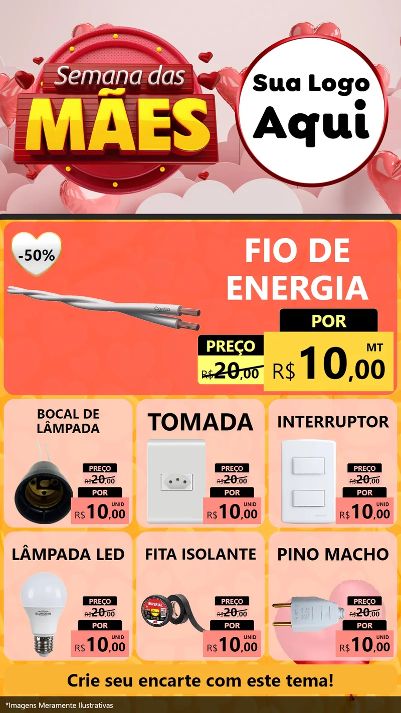 Modelo de Rede Social para Stories com o tema Semana das Mães para Materiais Elétricos