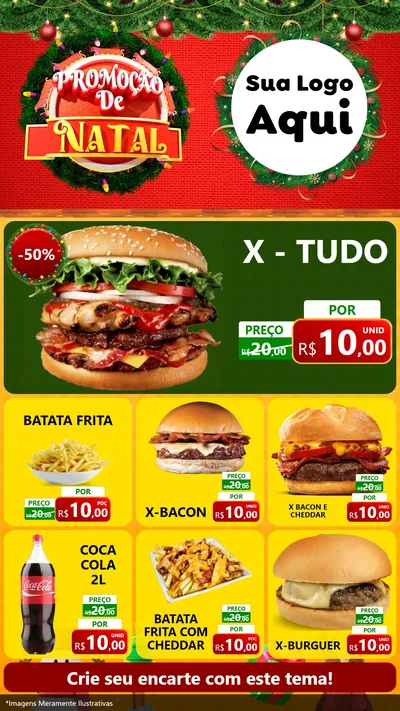 Modelo de Rede Social para Stories com o tema Promoção de Natal para Hamburgueria