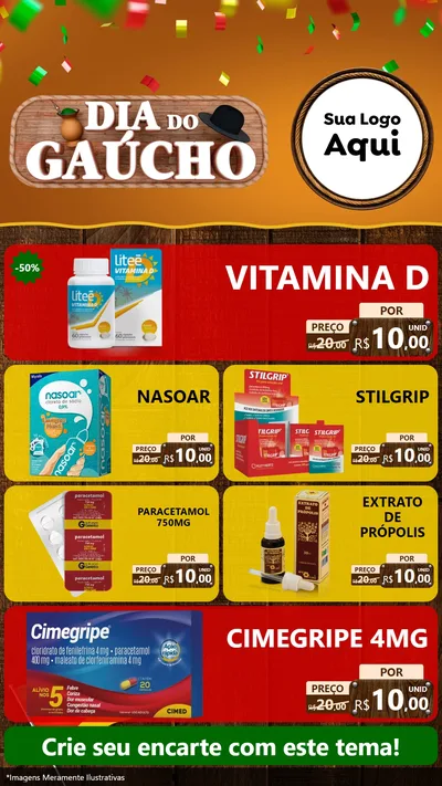 Modelo de TV para TV Vertical com o tema Dia do Gaúcho para Farmácia