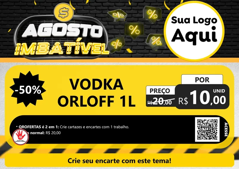 Modelo de Cartaz para Cartaz A4 Horizontal com o tema Agosto Imbatível para Distribuidora de bebidas