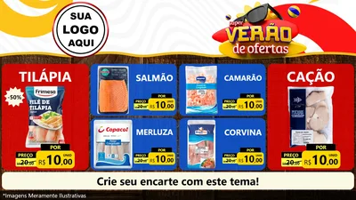 Modelo de TV para TV Horizontal com o tema Super Verão de Ofertas para Peixaria