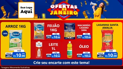 Modelo de TV para TV Horizontal com o tema Ofertas de Janeiro para Supermercado
