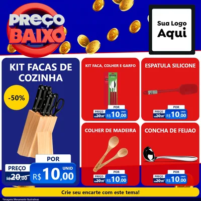 Modelo de Rede Social para Feed Facebook com o tema Preço Baixo para Utilidades Domésticas