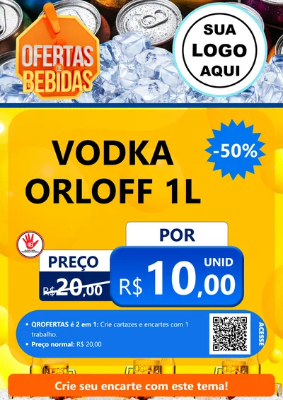 Modelo de Cartaz para Cartaz A4 Vertical com o tema Ofertas de Bebidas para Distribuidora de bebidas