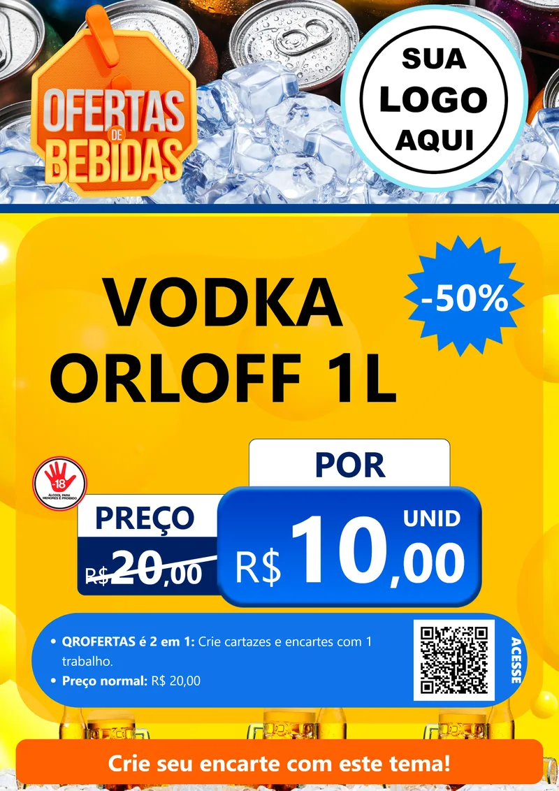 Modelo de Cartaz para Cartaz A4 Vertical com o tema Ofertas de Bebidas para Distribuidora de bebidas
