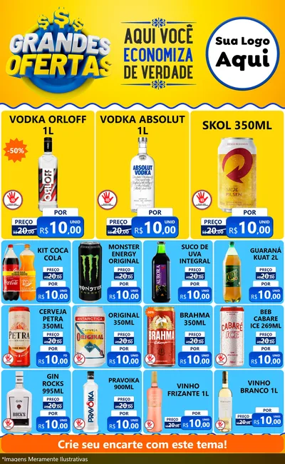 Modelo de Encarte para Encarte Grande com o tema Grandes Ofertas para Distribuidora de bebidas