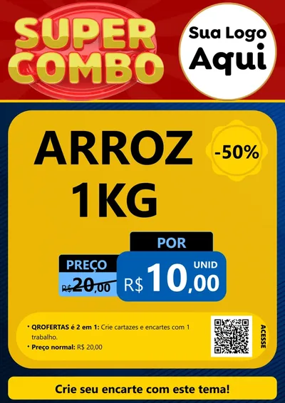 Modelo de Cartaz para Cartaz A4 Vertical com o tema Super Combo para Supermercado